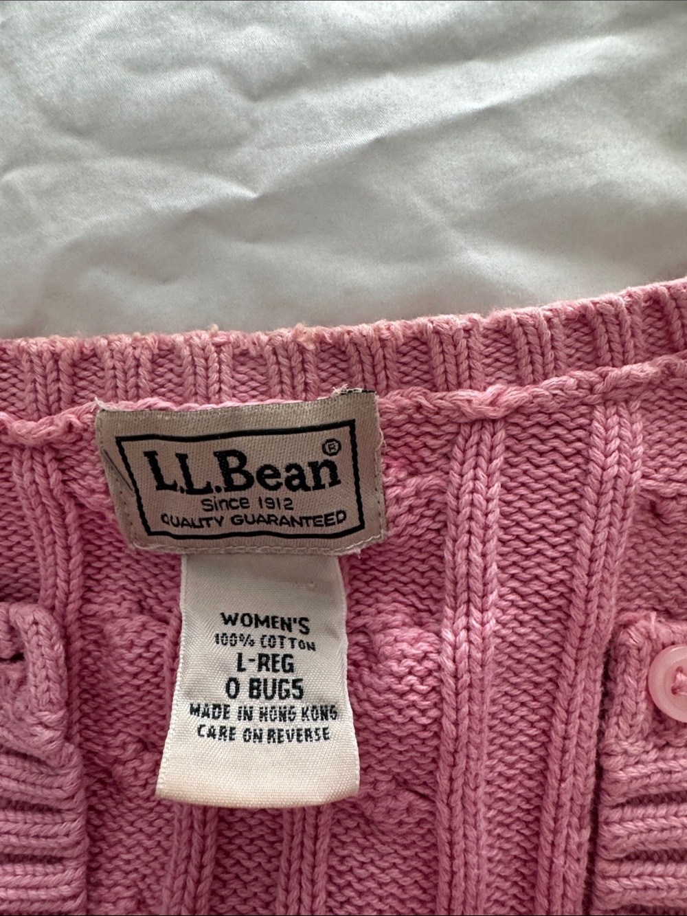 L.L. Bean Soft Pink Cable-Knit Button Cardigan - Picture 2 of 7